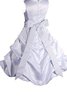 Abito da Cerimonia Bambini Senza Maniche con Fiocco in Taffeta A-Line con Increspature - 3