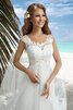 Robe de mariée plissé de tour de ceinture en haute en plage encolure ronde en tulle - 2