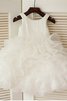 Abito da Cerimonia Bambini Tondo Ball Gown Sotto Ginocchio Senza Maniche in Organza - 2