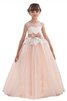 Abito da Cerimonia Bambini Ball Gown con Fusciacca Tondo Naturale in Tulle - 1