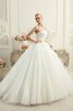 Abito da Sposa Lungo Spazzola Treno con Applique Naturale A Terra Ball Gown - 1