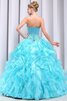 Abito dal Dolce Sedici Allacciato Senza Maniche Naturale Ball Gown con Increspature A Terra - 7