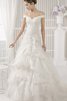 Abito da Sposa Senza Maniche Elegante con Bottone Ball Gown Fuori dalla spalla Lungo - 1