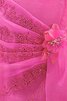 A-Linie Reißverschluss bodenlanges Blumenmädchenkleid aus Tüll mit Applike - 3