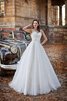 Abito da Sposa Naturale Vintage Tondo Senza Maniche A-Line in Tulle - 1