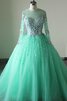 Robe de quinceanera long en tulle en organza de lotus avec perle - 1