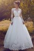 Abito da Sposa Medievale in Tulle Lusso Barchetta con Maniche Lunghe - 1