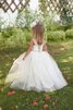 Robe de cortège enfant naturel plissé avec nœud de mode de bal en tulle - 5