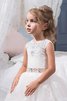 Robe de cortège enfant naturel avec cristal de mode de bal manche nulle en tulle - 3