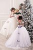 Abito da Cerimonia Bambini con Nastro Ball Gown Senza Maniche in Tulle Naturale - 2