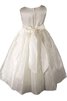 Abito da Cerimonia Bambini in Tulle A-Line con Fiore Cappellino Naturale Cerniera - 3