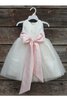 Abito da Cerimonia Bambini Naturale decorato con Increspature in Tulle con Fusciacca Tondo - 2