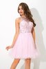 Robe de cocktail impressioé bref de princesse avec sans manches avec perle - 1