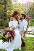 Abito da Sposa Moderno a Spiaggia Cerniera con Manica Corte Semplice Fuori dalla spalla - 4