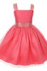 Abito da Cerimonia Bambini A-Line in Tulle Naturale con Piega Senza Maniche con Increspato - 1