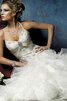 Abito da Sposa Lungo Senza Maniche in Organza con Perline Allacciato A-Line - 4