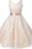 Robe de cortège enfant naturel avec cristal manche nulle fermeutre eclair ligne a - 1