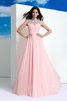 Robe de bal longue avec perle avec chiffon jusqu'au sol avec sans manches - 1