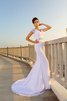 Abito da Sposa con Perline Elegante a Spiaggia Senza Maniche in Chiffon - 1