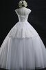 Robe de mariée facile moderne decoration en fleur avec lacets col ras du cou - 2