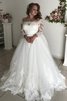 Robe de mariée avec nœud à boucles noble avec manche longue grandiose longue - 1