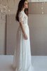 Abito da Sposa con Manica Corte in pizzo Lupetto Barchetta in Chiffon A-Line - 6