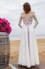 Robe de mariée boutonné a plage avec nœud à boucles ceinture en étoffe avec manche longue - 3