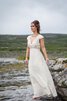 Abito da Sposa in Pizzo A-Line V-Scollo con Manica Corte alta vita Cappellino - 1