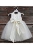 Abito da Cerimonia Bambini A Terra in Tulle Senza Maniche con Nastro Ball Gown con Fusciacca - 1