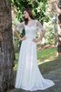 Robe de mariée vintage ceinture en étoffe avec zip de traîne courte a-ligne - 1