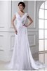 Abito da Sposa Lungo A-Line con Applique V-Scollo Moda - 1