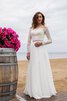 Robe de mariée boutonné a plage avec nœud à boucles ceinture en étoffe avec manche longue - 1