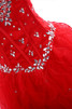 Vestido de Novia de Corte-A de Largo de Cristal de Corpiño Acentuado con Perla - 5