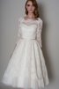 Robe de mariée intemporel plissage facile de col bateau textile en tulle - 1