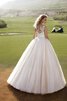 Abito da Sposa Ball Gown V-Scollo in Tulle Senza Maniche Vintage Naturale - 3