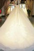 Abito da Sposa Cerniera con Perline con Applique Ball Gown in Organza A Terra - 3