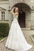 Robe de mariée naturel col en forme de cœur appliques cordon avec sans manches - 1