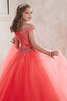 Abito da Cerimonia Bambini Ball Gown in Tulle A Terra Fuori dalla spalla Naturale - 2