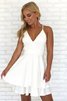 Robe de graduation divin de col en v naturel plissage courte - 2