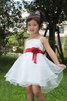 Prinzessin Ärmelloses Mini Blumenmädchenkleid mit Spaghettiträger aus Organza - 1