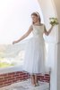 Robe de mariée plissé a-ligne fermeutre eclair avec sans manches textile en tulle - 5