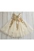 Abito da Cerimonia Bambini Senza Maniche alta vita con paillette decorato in Tulle con Perline - 2