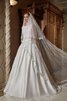 Robe de mariée boutonné a-ligne de traîne moyenne en satin longueur au ras du sol - 5