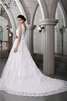 Abito da Sposa con Perline Semplice A-Line Alta Vita V-Scollo - 2