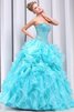 Abito dal Dolce Sedici Allacciato Senza Maniche Naturale Ball Gown con Increspature A Terra - 6