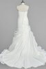 Robe de mariée naturel cordon en organza ruché de traîne moyenne - 3