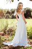 Etui V-Ausschnitt langes glamouröses Brautkleid mit Applike mit gekappten Ärmeln - 3