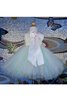 Abito da Cerimonia Bambini Ball Gown con Nastro in Tulle monospalla alta vita con Fiore - 3