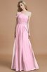 Robe demoiselle d'honneur naturel de princesse en chiffon jusqu'au sol a-ligne - 28