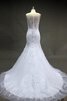 Spitze Tüll Perlenbesetztes Ärmelloses Schaufel-Ausschnitt Meerjungfrau Brautkleid - 3